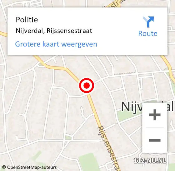 Locatie op kaart van de 112 melding: Politie Nijverdal, Rijssensestraat op 12 november 2022 11:16