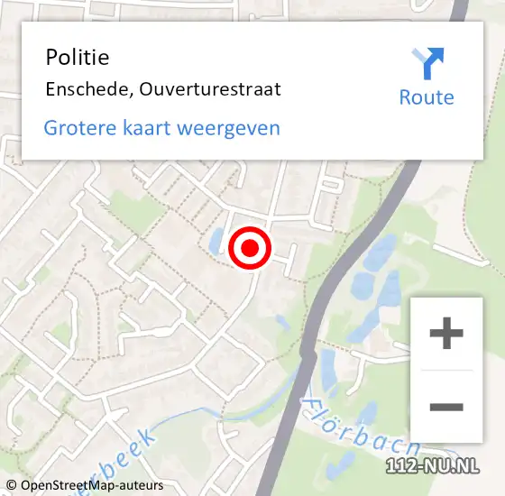 Locatie op kaart van de 112 melding: Politie Enschede, Ouverturestraat op 12 november 2022 11:37