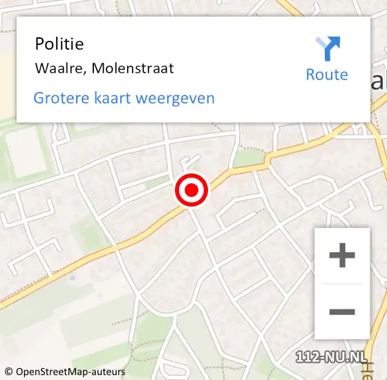 Locatie op kaart van de 112 melding: Politie Waalre, Molenstraat op 12 november 2022 12:09