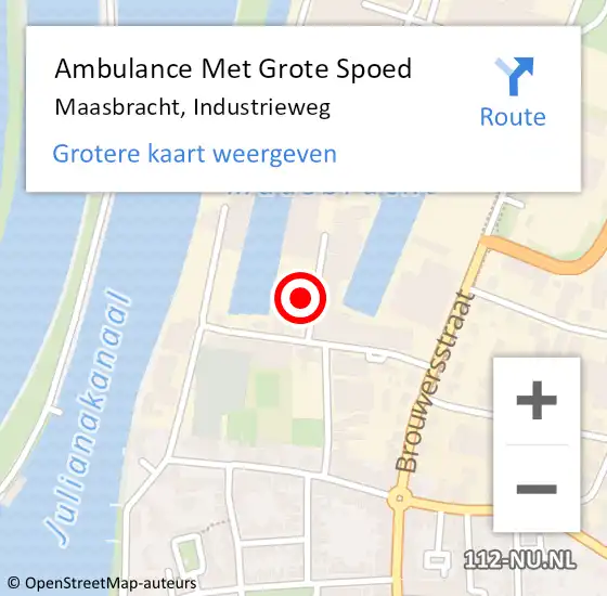 Locatie op kaart van de 112 melding: Ambulance Met Grote Spoed Naar Maasbracht, Industrieweg op 12 november 2022 12:56