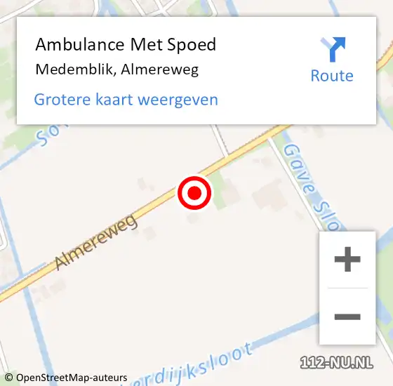 Locatie op kaart van de 112 melding: Ambulance Met Spoed Naar Medemblik, Almereweg op 12 november 2022 12:59