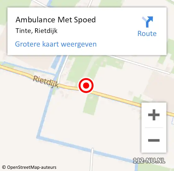 Locatie op kaart van de 112 melding: Ambulance Met Spoed Naar Tinte, Rietdijk op 12 november 2022 13:40
