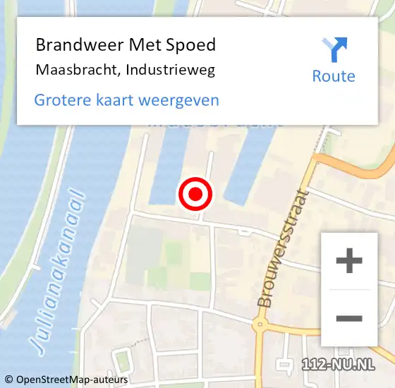 Locatie op kaart van de 112 melding: Brandweer Met Spoed Naar Maasbracht, Industrieweg op 12 november 2022 13:47