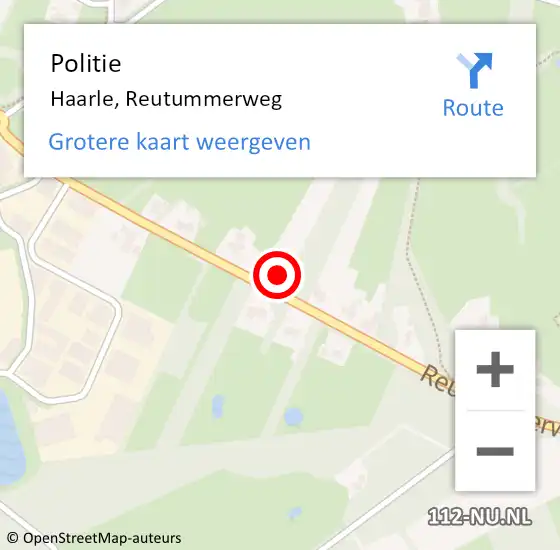 Locatie op kaart van de 112 melding: Politie Haarle, Reutummerweg op 12 november 2022 14:12