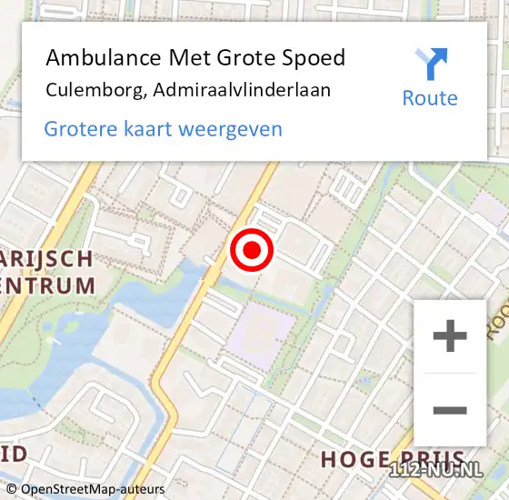 Locatie op kaart van de 112 melding: Ambulance Met Grote Spoed Naar Culemborg, Admiraalvlinderlaan op 12 november 2022 14:31