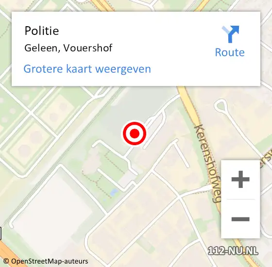 Locatie op kaart van de 112 melding: Politie Geleen, Vouershof op 12 november 2022 15:00