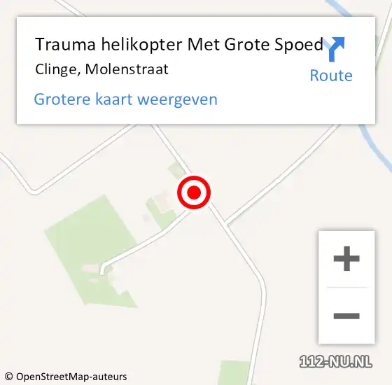 Locatie op kaart van de 112 melding: Trauma helikopter Met Grote Spoed Naar Clinge, Molenstraat op 12 november 2022 15:16