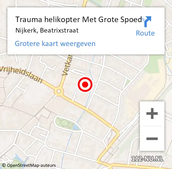 Locatie op kaart van de 112 melding: Trauma helikopter Met Grote Spoed Naar Nijkerk, Beatrixstraat op 12 november 2022 15:34