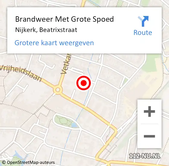 Locatie op kaart van de 112 melding: Brandweer Met Grote Spoed Naar Nijkerk, Beatrixstraat op 12 november 2022 15:34