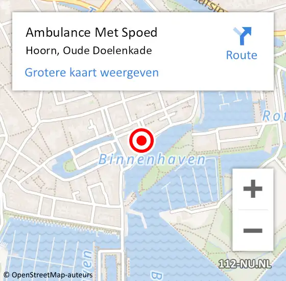 Locatie op kaart van de 112 melding: Ambulance Met Spoed Naar Hoorn, Oude Doelenkade op 12 november 2022 15:58