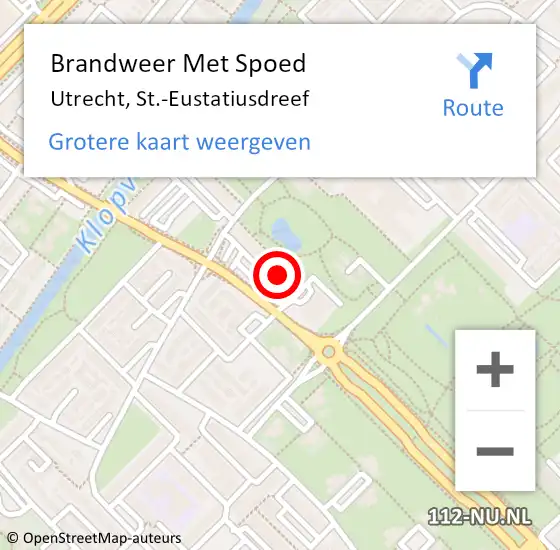 Locatie op kaart van de 112 melding: Brandweer Met Spoed Naar Utrecht, St.-Eustatiusdreef op 12 november 2022 16:50