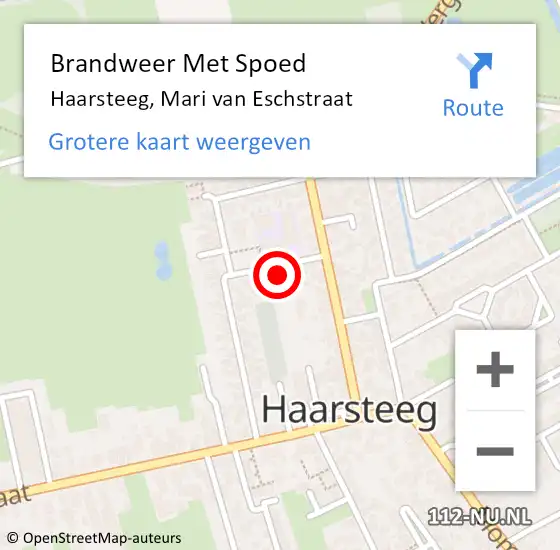 Locatie op kaart van de 112 melding: Brandweer Met Spoed Naar Haarsteeg, Mari van Eschstraat op 12 november 2022 19:41