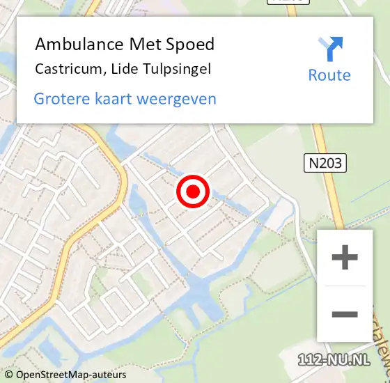 Locatie op kaart van de 112 melding: Ambulance Met Spoed Naar Castricum, Lide Tulpsingel op 12 november 2022 20:36