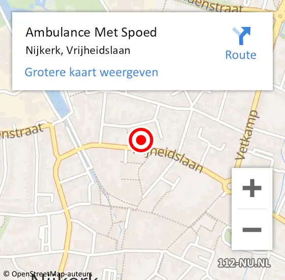 Locatie op kaart van de 112 melding: Ambulance Met Spoed Naar Nijkerk, Vrijheidslaan op 12 november 2022 20:51