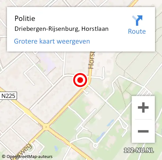 Locatie op kaart van de 112 melding: Politie Driebergen-Rijsenburg, Horstlaan op 12 november 2022 21:53