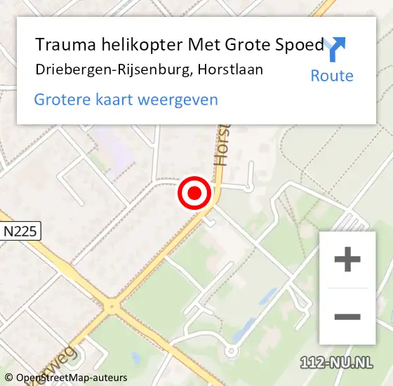 Locatie op kaart van de 112 melding: Trauma helikopter Met Grote Spoed Naar Driebergen-Rijsenburg, Horstlaan op 12 november 2022 21:54
