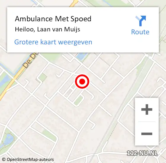 Locatie op kaart van de 112 melding: Ambulance Met Spoed Naar Heiloo, Laan van Muijs op 12 november 2022 23:00