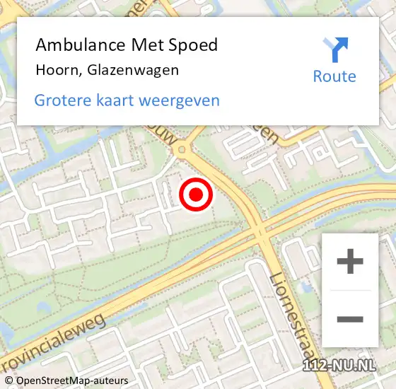 Locatie op kaart van de 112 melding: Ambulance Met Spoed Naar Hoorn, Glazenwagen op 12 november 2022 23:17