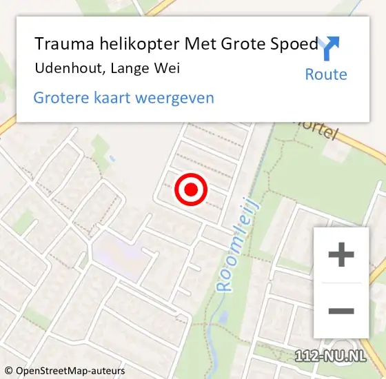 Locatie op kaart van de 112 melding: Trauma helikopter Met Grote Spoed Naar Udenhout, Lange Wei op 13 november 2022 01:54