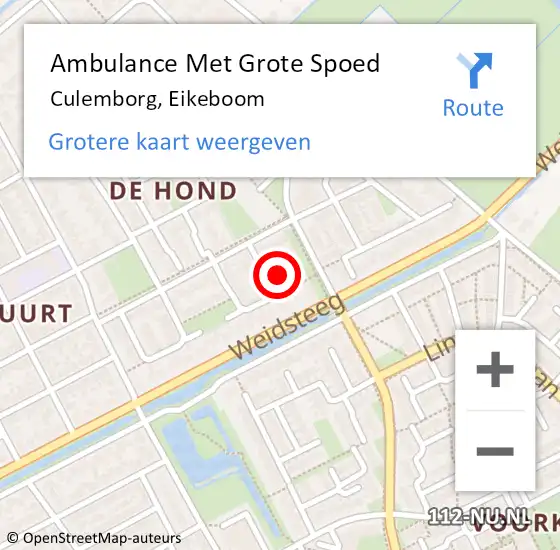 Locatie op kaart van de 112 melding: Ambulance Met Grote Spoed Naar Culemborg, Eikeboom op 13 november 2022 05:46
