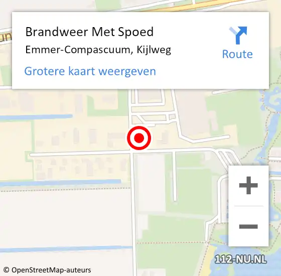 Locatie op kaart van de 112 melding: Brandweer Met Spoed Naar Emmer-Compascuum, Kijlweg op 13 november 2022 11:47