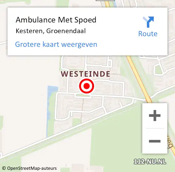 Locatie op kaart van de 112 melding: Ambulance Met Spoed Naar Kesteren, Groenendaal op 13 november 2022 12:32