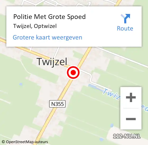 Locatie op kaart van de 112 melding: Politie Met Grote Spoed Naar Twijzel, Optwizel op 13 november 2022 14:10