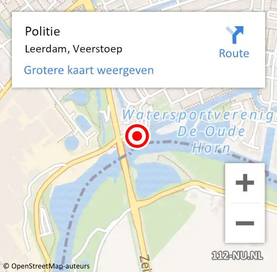 Locatie op kaart van de 112 melding: Politie Leerdam, Veerstoep op 13 november 2022 14:30