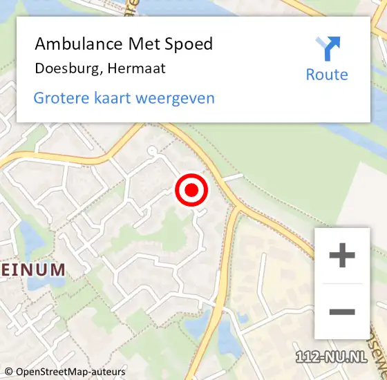 Locatie op kaart van de 112 melding: Ambulance Met Spoed Naar Doesburg, Hermaat op 13 november 2022 15:18