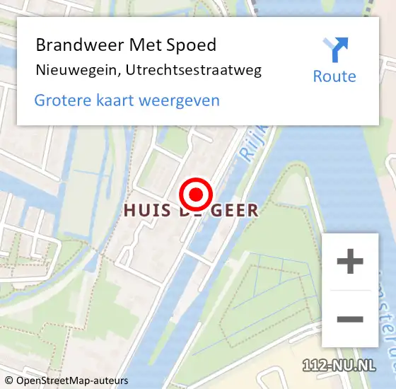 Locatie op kaart van de 112 melding: Brandweer Met Spoed Naar Nieuwegein, Utrechtsestraatweg op 13 november 2022 16:20