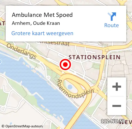 Locatie op kaart van de 112 melding: Ambulance Met Spoed Naar Arnhem, Oude Kraan op 13 november 2022 16:34