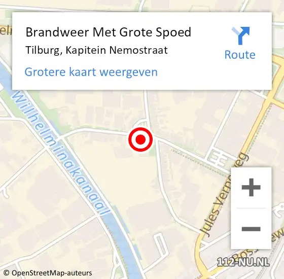 Locatie op kaart van de 112 melding: Brandweer Met Grote Spoed Naar Tilburg, Kapitein Nemostraat op 13 november 2022 16:38