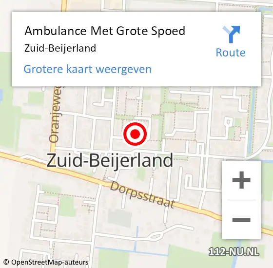 Locatie op kaart van de 112 melding: Ambulance Met Grote Spoed Naar Zuid-Beijerland op 13 november 2022 16:50
