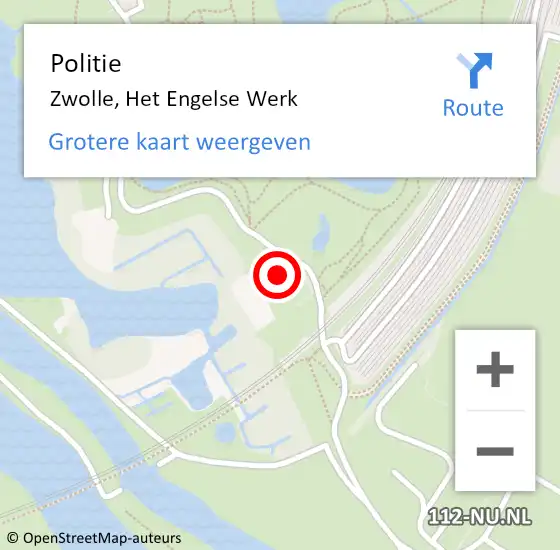 Locatie op kaart van de 112 melding: Politie Zwolle, Het Engelse Werk op 13 november 2022 17:13