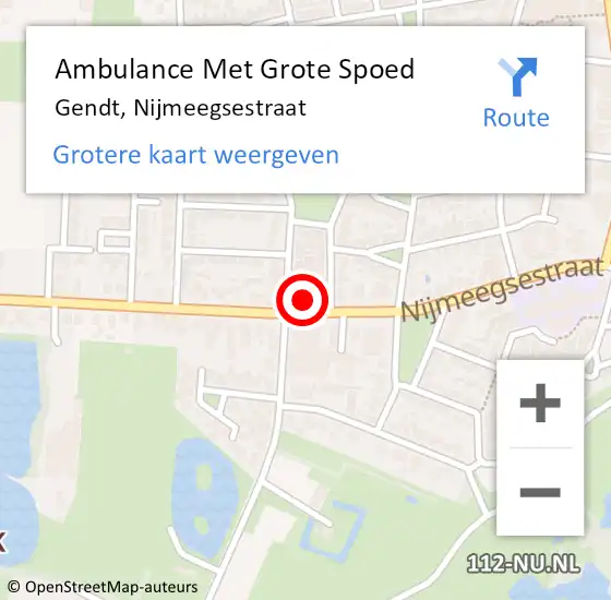 Locatie op kaart van de 112 melding: Ambulance Met Grote Spoed Naar Gendt, Nijmeegsestraat op 13 november 2022 17:25