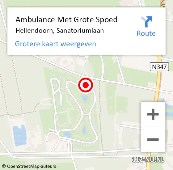 Locatie op kaart van de 112 melding: Ambulance Met Grote Spoed Naar Hellendoorn, Sanatoriumlaan op 13 november 2022 19:30
