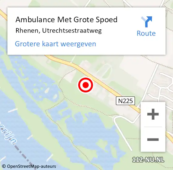 Locatie op kaart van de 112 melding: Ambulance Met Grote Spoed Naar Rhenen, Utrechtsestraatweg op 13 november 2022 19:57