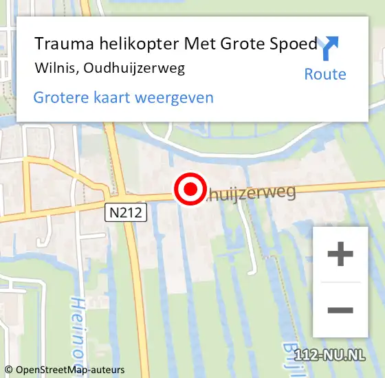 Locatie op kaart van de 112 melding: Trauma helikopter Met Grote Spoed Naar Wilnis, Oudhuijzerweg op 13 november 2022 23:01