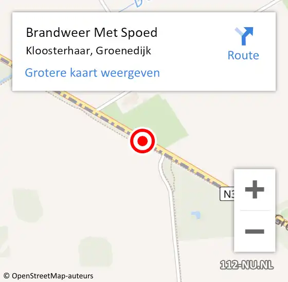 Locatie op kaart van de 112 melding: Brandweer Met Spoed Naar Kloosterhaar, Groenedijk op 4 augustus 2014 21:19