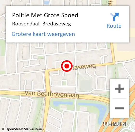 Locatie op kaart van de 112 melding: Politie Met Grote Spoed Naar Roosendaal, Bredaseweg op 14 november 2022 07:02