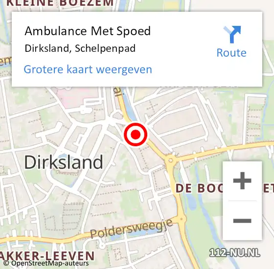 Locatie op kaart van de 112 melding: Ambulance Met Spoed Naar Dirksland, Schelpenpad op 14 november 2022 08:41