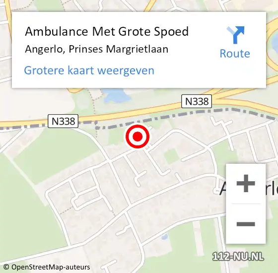 Locatie op kaart van de 112 melding: Ambulance Met Grote Spoed Naar Angerlo, Prinses Margrietlaan op 14 november 2022 09:04