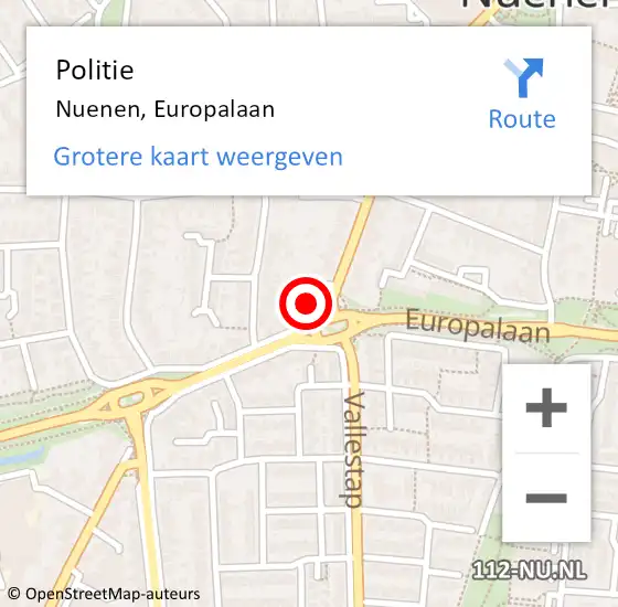 Locatie op kaart van de 112 melding: Politie Nuenen, Europalaan op 14 november 2022 09:07