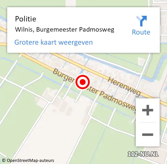 Locatie op kaart van de 112 melding: Politie Wilnis, Burgemeester Padmosweg op 14 november 2022 09:26
