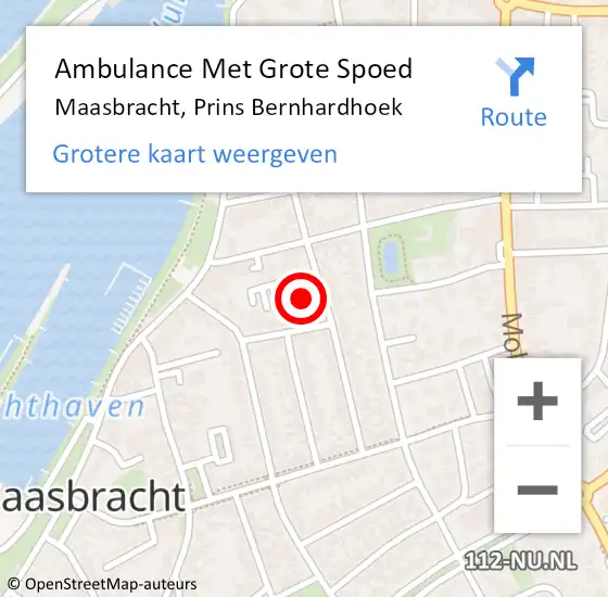 Locatie op kaart van de 112 melding: Ambulance Met Grote Spoed Naar Maasbracht, Prins Bernhardhoek op 14 november 2022 12:44