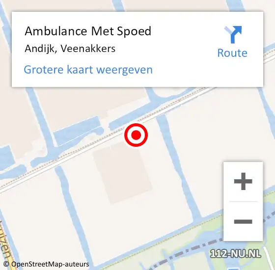 Locatie op kaart van de 112 melding: Ambulance Met Spoed Naar Andijk, Veenakkers op 14 november 2022 15:23