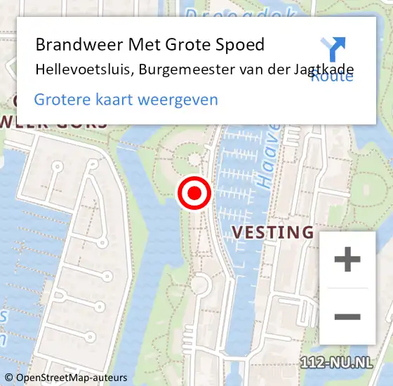 Locatie op kaart van de 112 melding: Brandweer Met Grote Spoed Naar Hellevoetsluis, Burgemeester van der Jagtkade op 14 november 2022 15:42