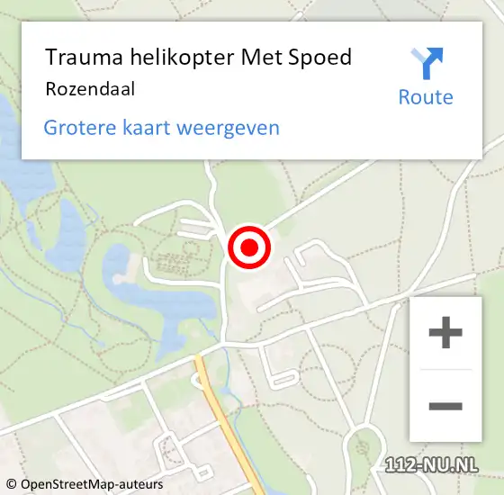 Locatie op kaart van de 112 melding: Trauma helikopter Met Spoed Naar Rozendaal op 14 november 2022 15:48