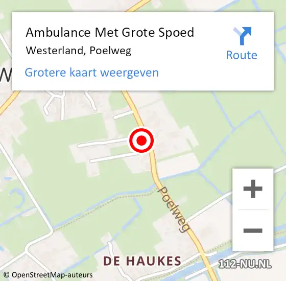 Locatie op kaart van de 112 melding: Ambulance Met Grote Spoed Naar Westerland, Poelweg op 14 november 2022 17:05