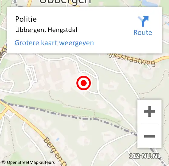Locatie op kaart van de 112 melding: Politie Ubbergen, Hengstdal op 14 november 2022 17:11